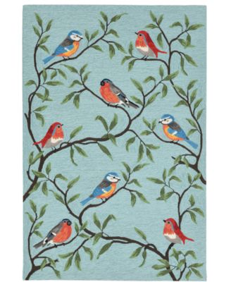 Liora Manne' - Ravella 2270 Birds On Branches Blue 7'6" x 9'6" Indoor/Outdoor Area Rug