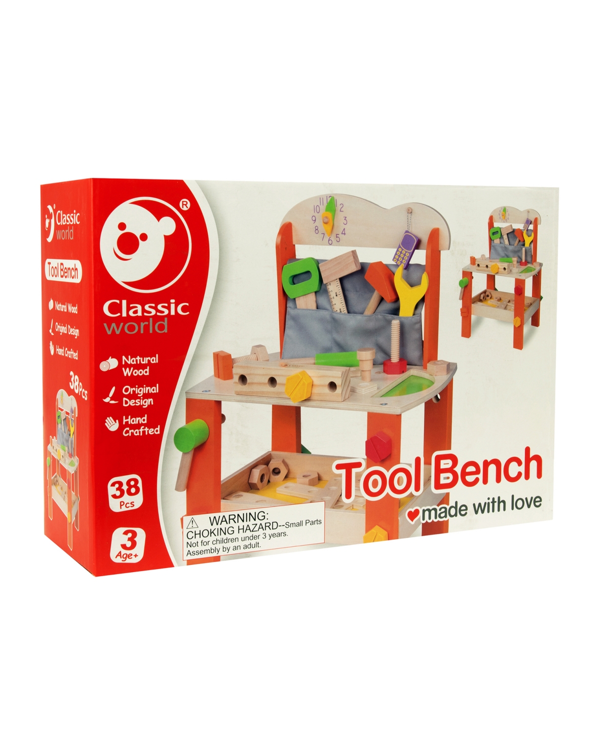 Shop Classic Toy Wood Work Bench With Tools In Orange