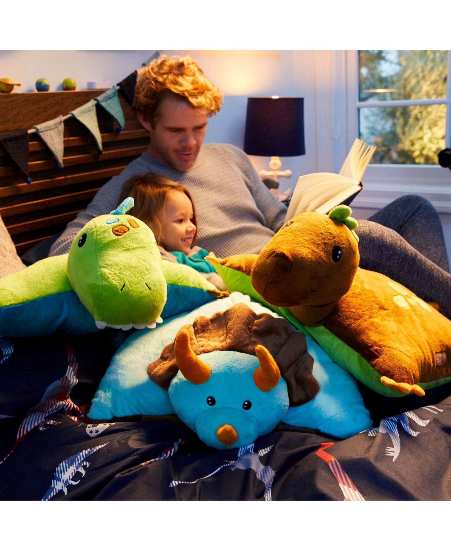 Детская мягкая игрушка Pillow Pets Dinosaur 18" Stuffed Animal Plush, цвет: Medium Blu — фото 3