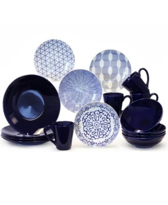 16 Piece Mixed Pattern Dinnerware Set, Service for 4