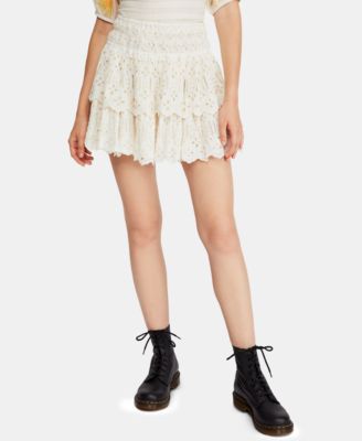 white ruffle mini skirt cotton