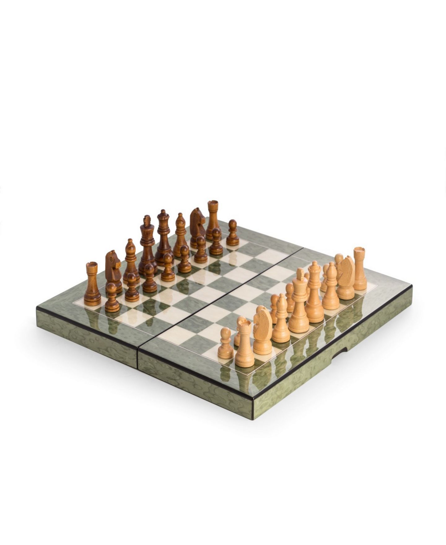 Детские настольные игры Bey-Berk Harrison Inlaid Wood Backgammon & Chess Set Board Game, Ages 14+ — фото 2