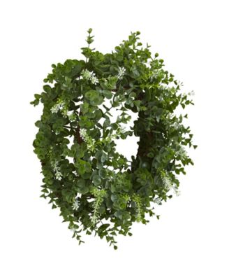 18" Eucalyptus Double Ring Wreath w/ Twig Base