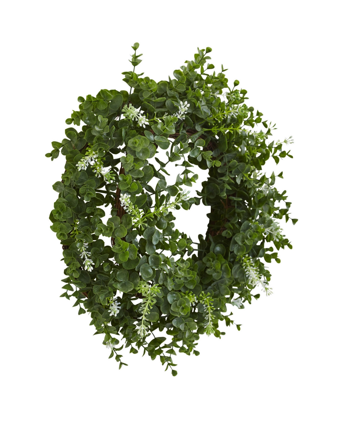 NEARLY NATURAL 18" EUCALYPTUS DOUBLE RING WREATH W/ TWIG BASE 