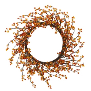 Nearly Natural 24" Sweet Bitter Wreath In Orange