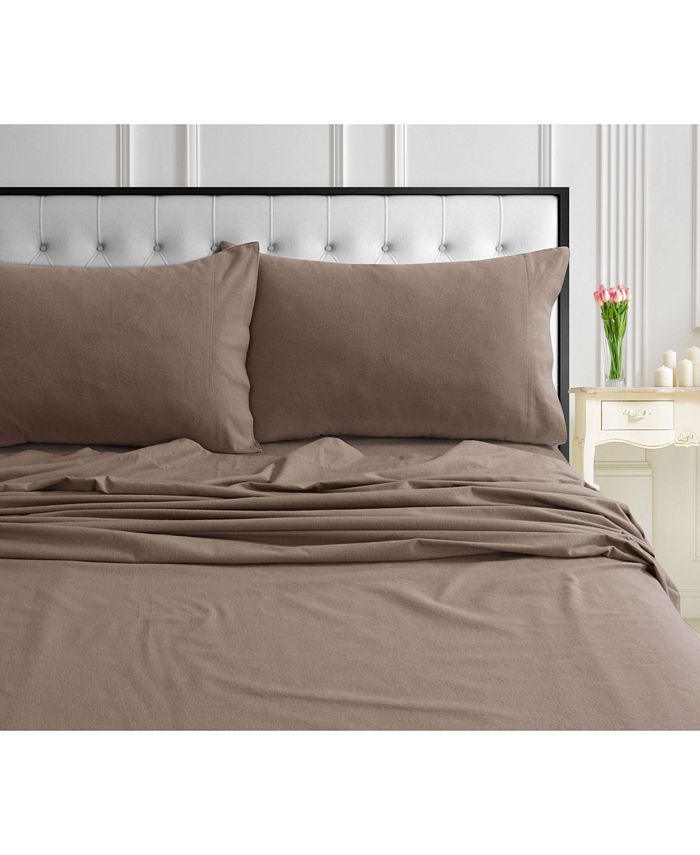 Tribeca Living 170GSM UltraSoft Cotton Flannel Solid Extra Deep Pocket Full Sheet Set Macy's