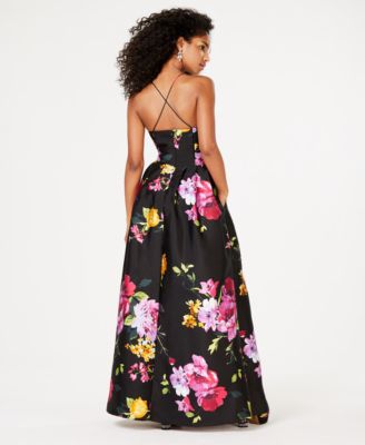 macy's black dress with flowers