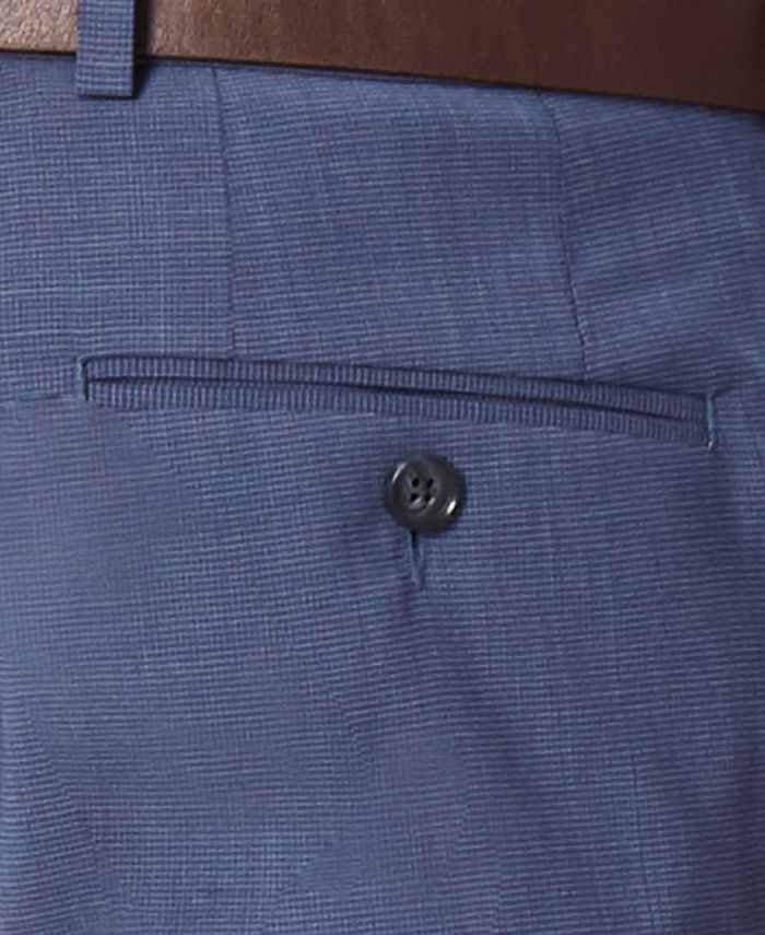 DKNY Men's Modern-Fit Stretch Blue Mini-Check Suit Pants - Macy's