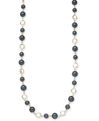 Photo 1 of Charter Club Gold-Tone Crystal & Colored Imitation Pearl Strand Necklace, 42" + 2" extender