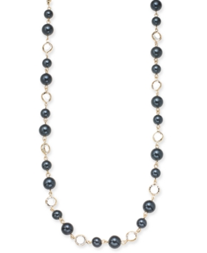 image of Charter Club Gold-Tone Crystal & Colored Imitation Pearl Strand Necklace, 42