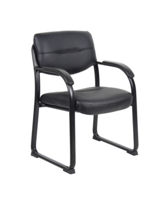 Leather Sled Base Side Chair W/ Arms