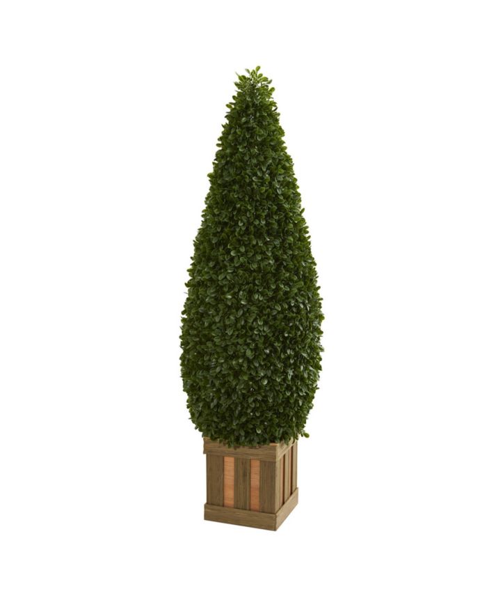 Nearly Natural 5' Boxwood Cone Topiary Artificial Tree with Decorative Planter & Reviews - Home - Macy's