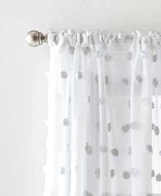 Shop Dkny Ella Pompom Dot Sheer Curtain Set In White