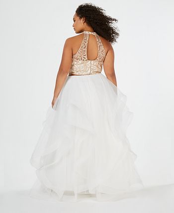 Say Yes to the Prom Trendy Plus Size Embroidered 2 Pc. Gown