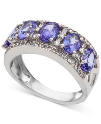Sapphire (2-7/8 ct. t.w.) & Diamond (1/3 ct. t.w.) Ring in 14k White Gold (Also in Emerald, Tanzanite and Ruby)