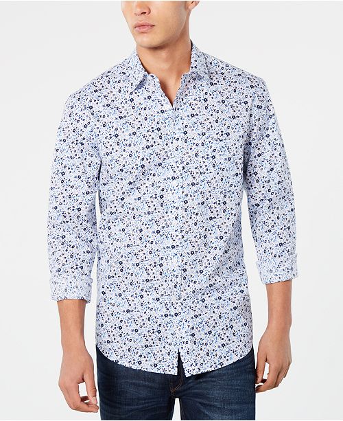 Club Room Men's Seaside Floral Graphic Shirt, Created for Macy's ...