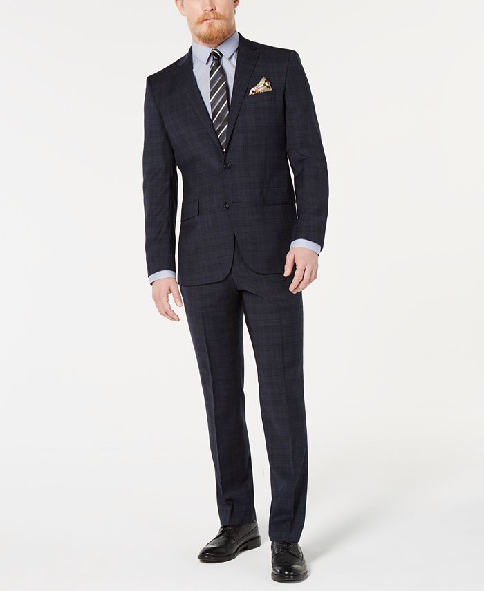 Kenneth Cole New York Men's Slim-Fit Denim Plaid Performance Suit - Macy's