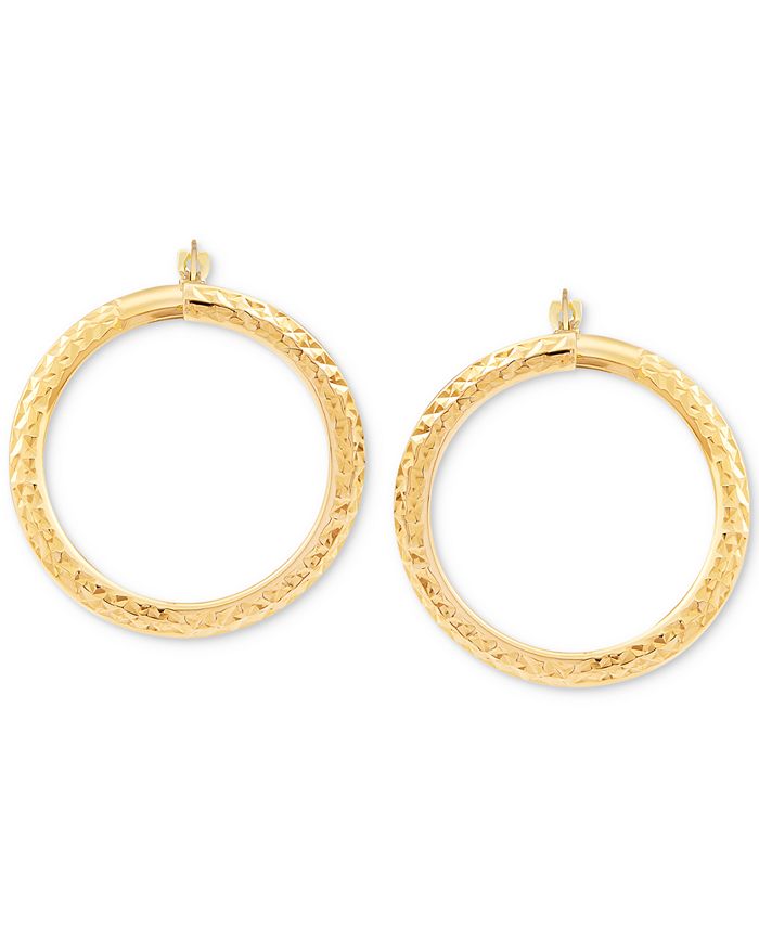 Italian Gold Textured Side Hoop Earrings in 14k Gold & Reviews ...