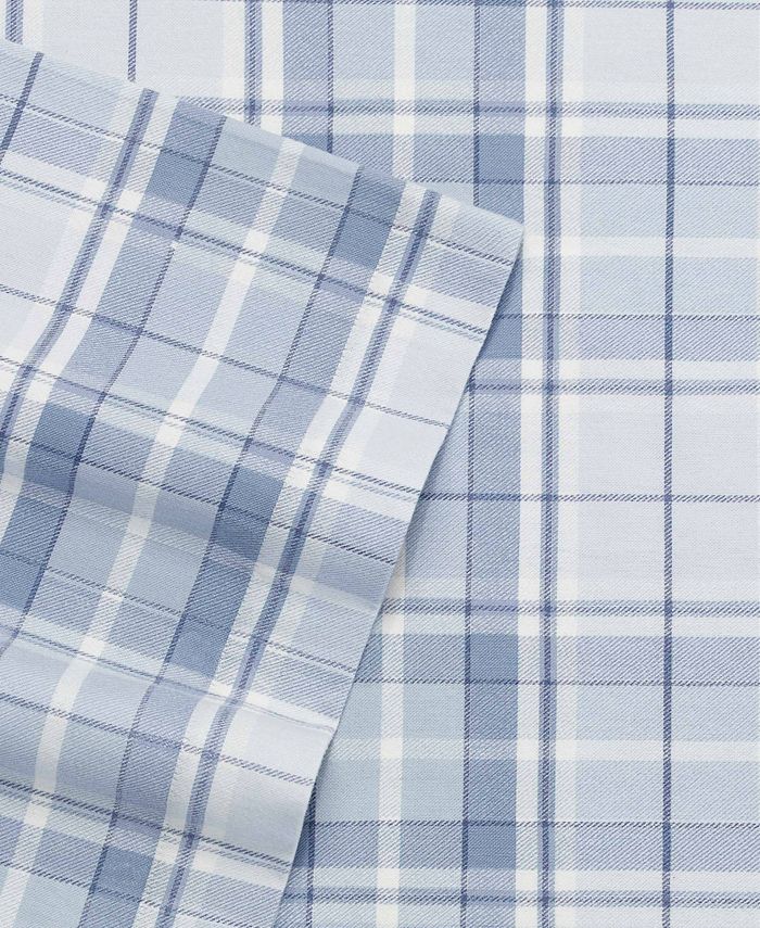 Laura Ashley Mulholland Plaid LtPastel Blue Queen Flannel Sheet Set