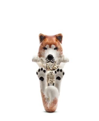 Dog Fever Akita | Shiba Hug Ring in Sterling Silver and Enamel - Macy's