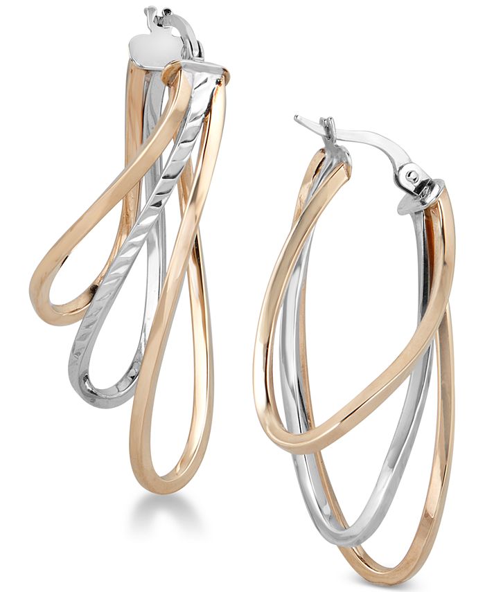 Macy's Two-Tone Layered Hoop Earrings in 14k Gold & White Gold - Macy's