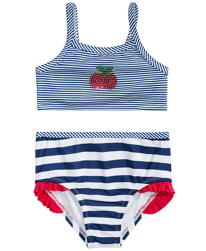 Penelope Mack Little Girls 2-Pc. Striped Cherries Swimsuit - Macy's
