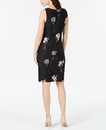 Calvin Klein Floral-Embroidered Sheath Dress - Macy's