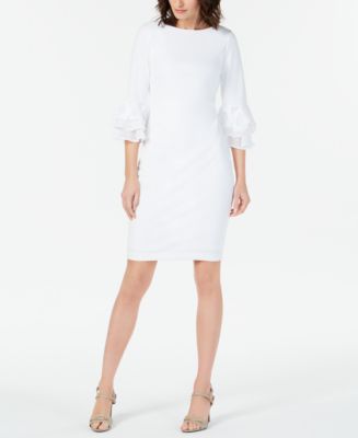 Calvin Klein Lace-Trim Bell-Sleeve Sheath Dress - Macy's