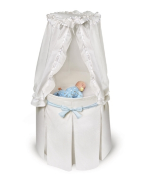 Empress Round Baby Bassinet With Canopy - White Bedding With Gingham Belts