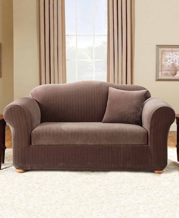 Sure Fit Stretch Pinstripe Two Piece Loveseat Slipcover Macy's