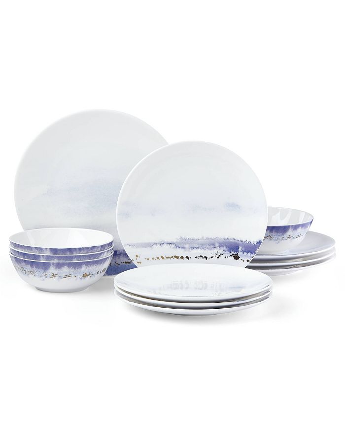 Lenox Watercolor Horizons Microwave Safe Blue 12Pc. Dinnerware Set