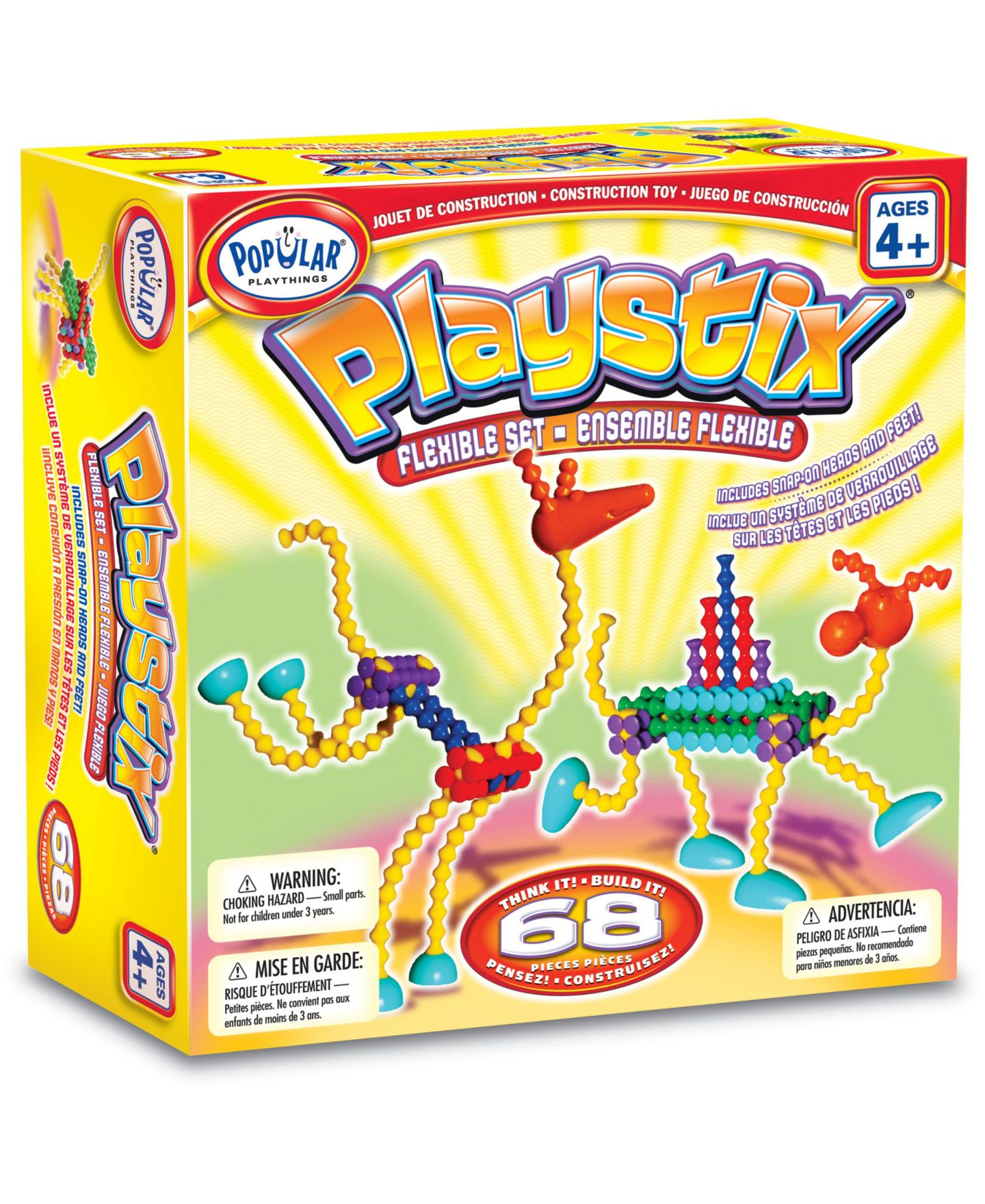 Детский конструктор Popular Playthings Flexible Playstix 68-Piece Building Set, Ages 4+ — фото 2