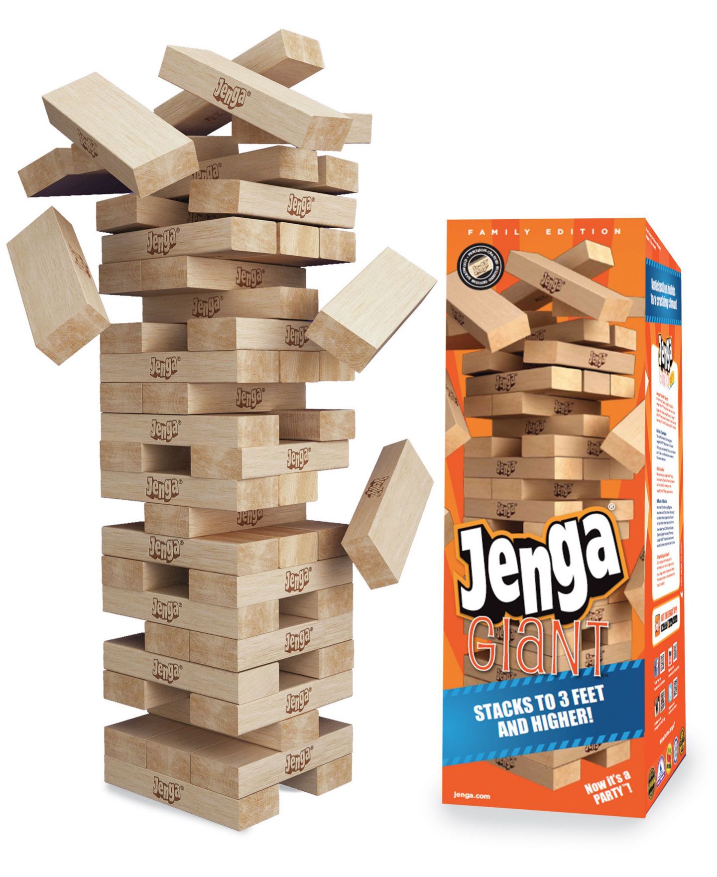 Детские настольные игры Jenga Giant Family Edition 54-Piece Board Game, Ages 6+ — фото 2