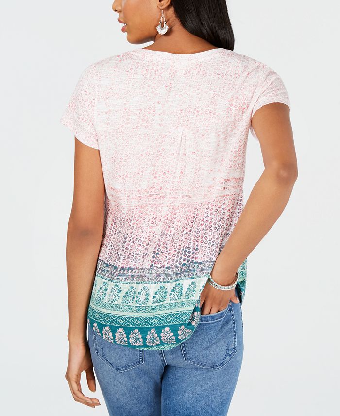 Style Co Petite Cotton Printed T Shirt Blue Size Pxl main image 1