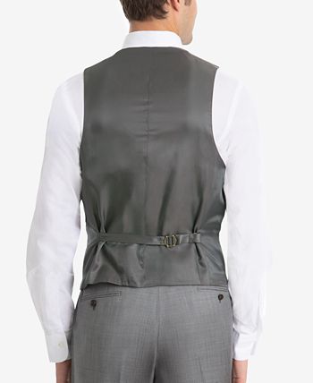 Men's UltraFlex Classic-Fit Light Grey Sharkskin Wool Vest