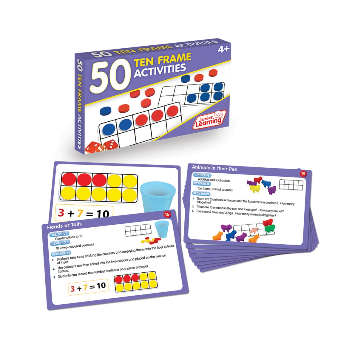 Junior Learning Kids' 50 Ten Frame Activities Learning Set In Multi