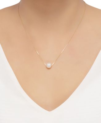 Cultured Freshwater Pearl (8-1/2mm) 18" Pendant Necklace in 14k Gold (Also in Pink Cultured Freshwater Pearl)