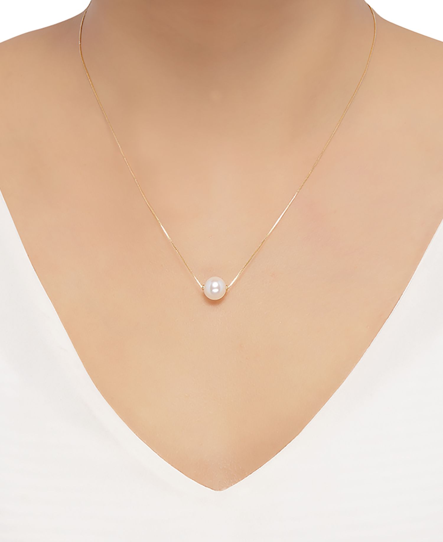 Cultured Freshwater Pearl (8-1/2mm) 18" Pendant Necklace in 14k Gold (Also in Pink Cultured Freshwater Pearl)
