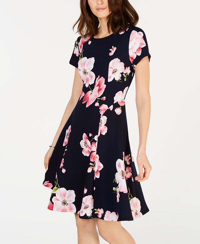Jessica Howard Petite Floral Jacquard Fit and Flare Dress main image 0
