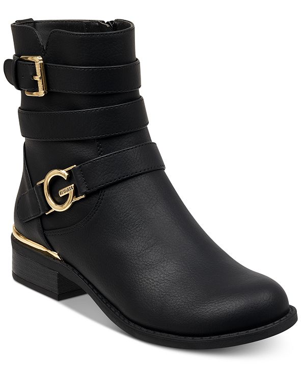 gbg los angeles women's harlin round toe stacked heel boot