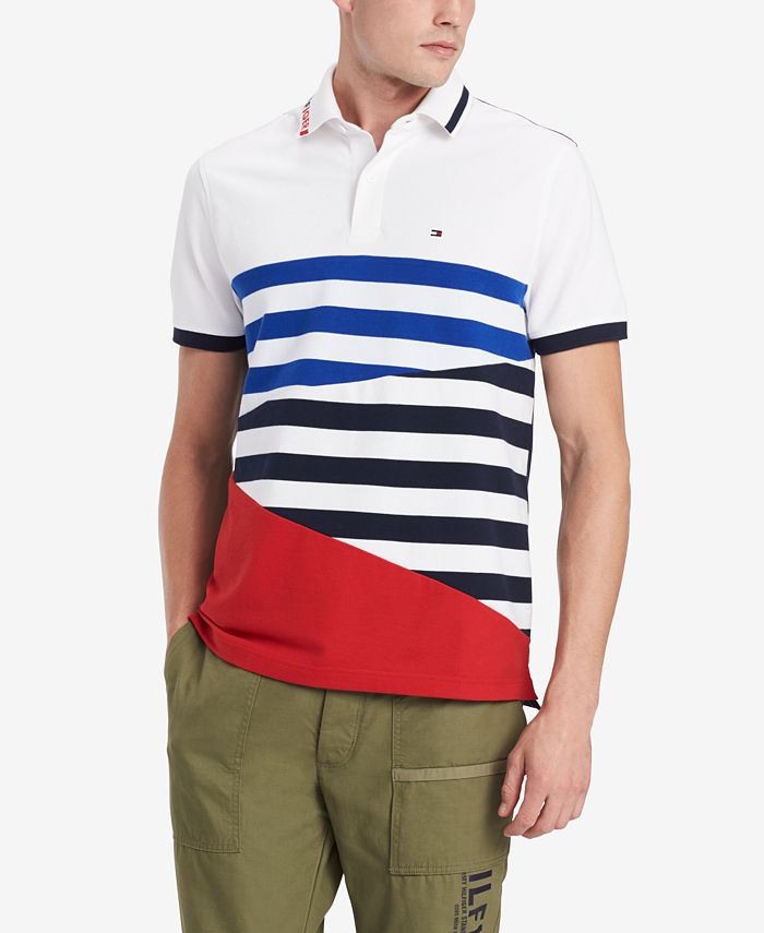 Tommy Hilfiger Men's Custom Fit Colorblocked Stripe Polo, Created for ...