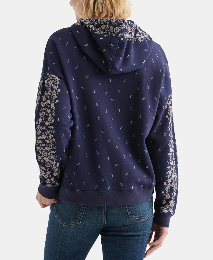 Lucky Brand Cotton Floral-Print Zip-Front Hoodie & Reviews - Tops ...