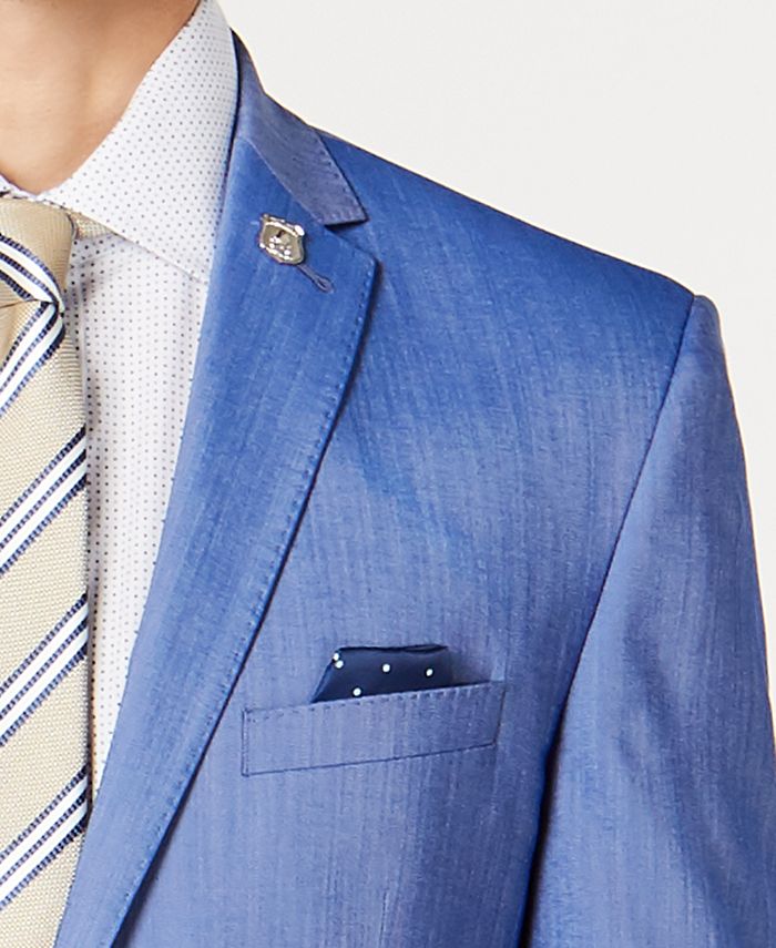 Nick Graham Bright Blue Chambray Solid Slim-Fit Suit & Reviews - Suits ...