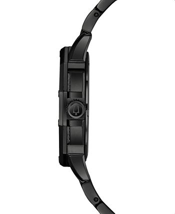 Bulova - Men's Phantom Black Stainless Steel & Crystal-Accent Bracelet Watch 41.5mm
