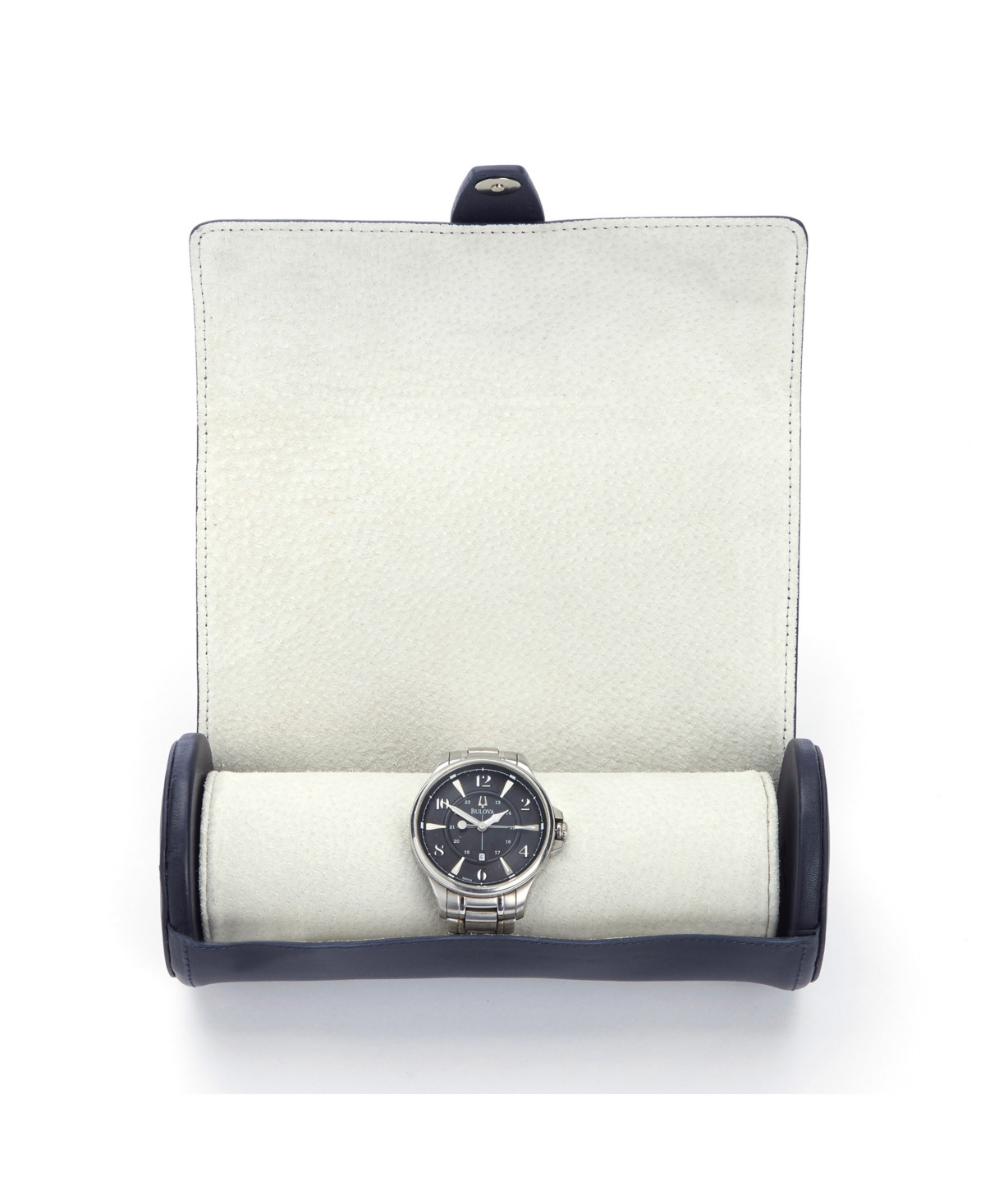 Suede Lined Travel Watch Roll - Blue