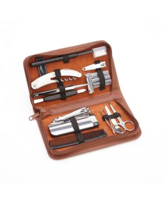Royce New York Toiletry Grooming Shave Kit - Tan