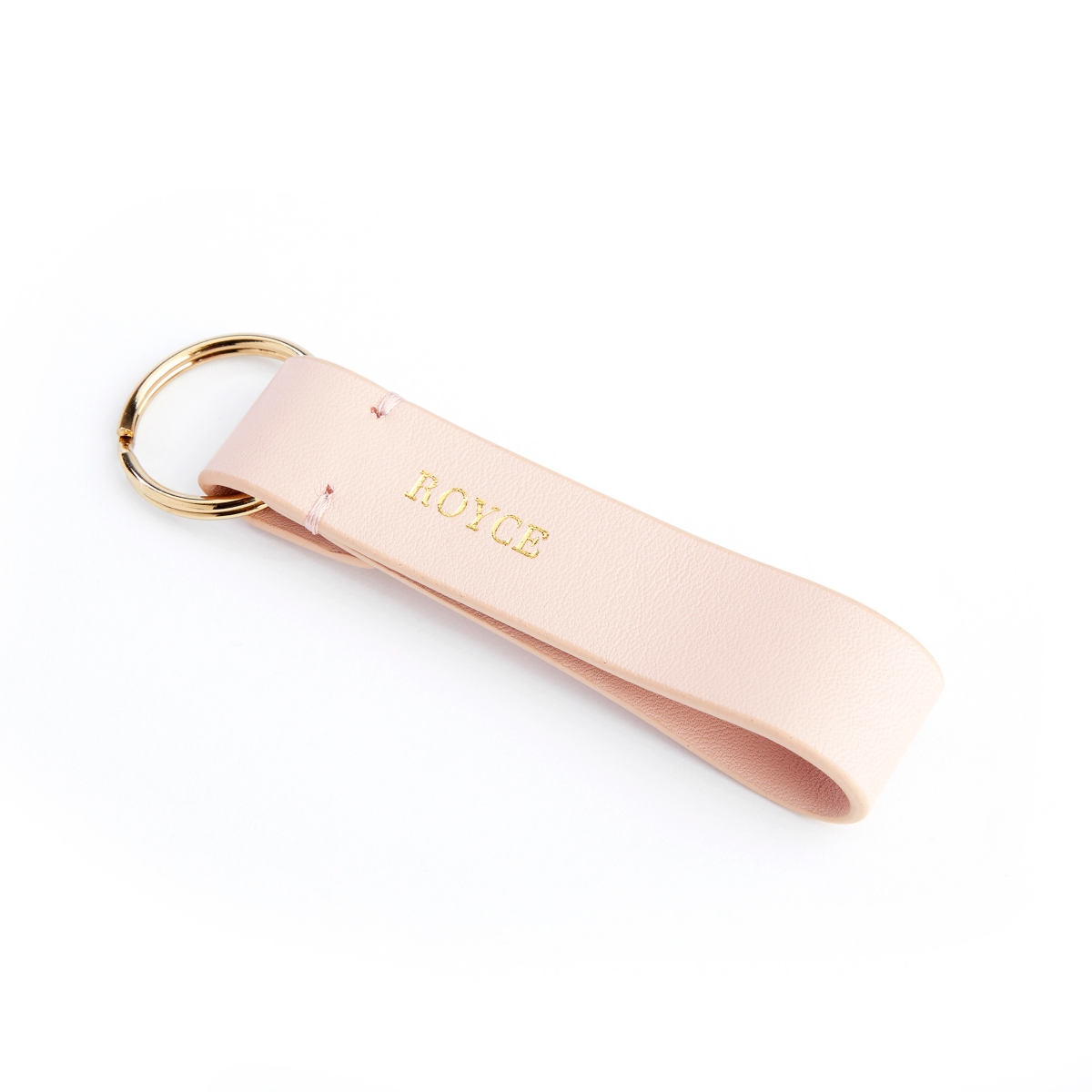 Leather Loop Key Fob with Gold Hardware - Light Pink