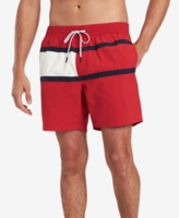 Tommy Hilfiger Men's Big & Tall Flag Swim Trunk - Apple Red