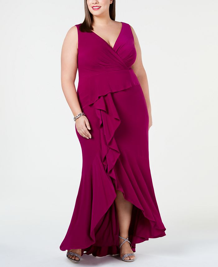 Adrianna Papell Plus Size Cascade Gown & Reviews - Dresses - Plus Sizes ...