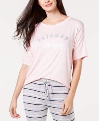 Ultra Soft Core Printed Short Sleeve Pajama Shirt, Created for Macy's
